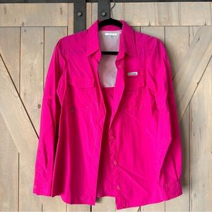 Women’s Columbia Pink Long Sleeve PFG Fishing Hiking Shirt size Medium